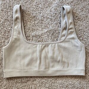 Garage Beige Ribbed Knit Top